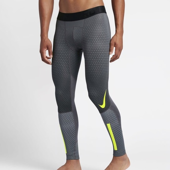 Nike Pro Tights Hyperwarm Hexodrome Sliver Orange Men’s M - Picture 1 of 10